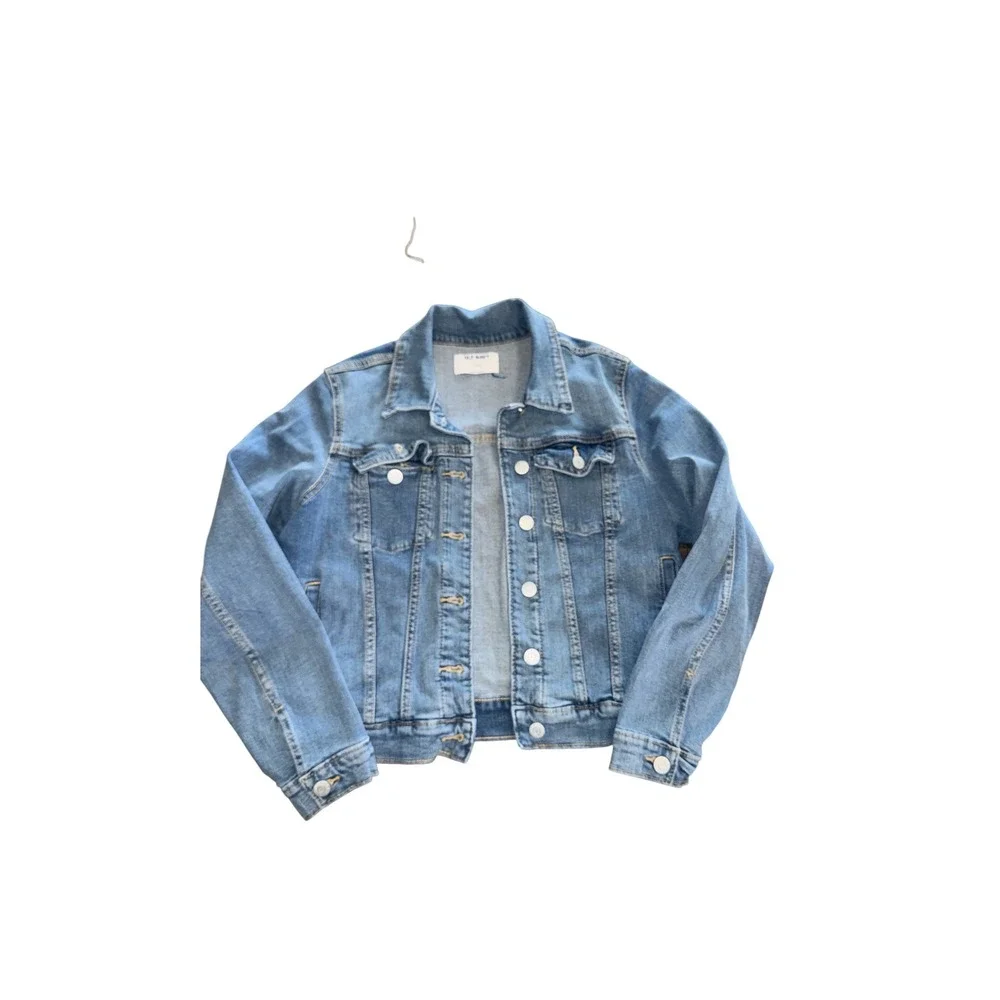 Old Navy Kids Blue Denim Trucker Jacket Medium Wash Stretch XL 14-16 573775-01